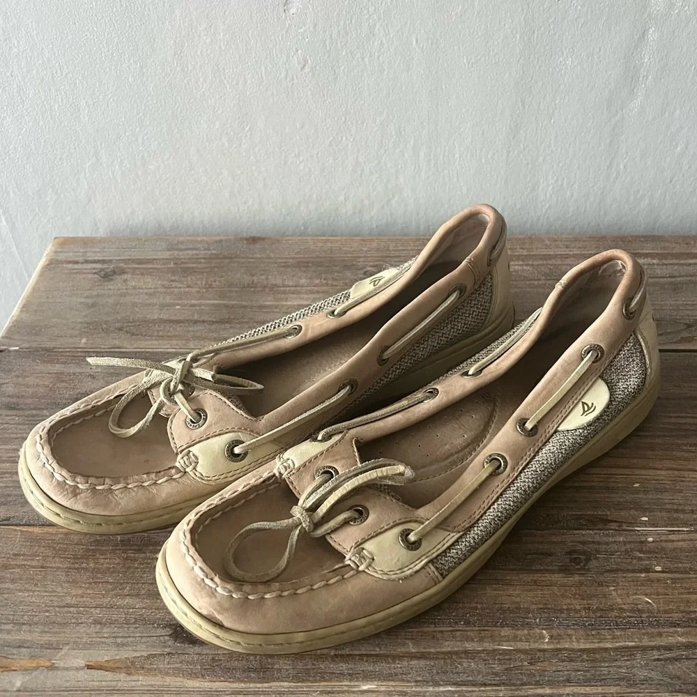 Sperry Tan Top Slider Boat Shoes Size 9